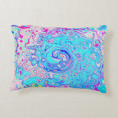 Groovy抽象芸術レトロロビンズエッグブルースワール アクセントクッション (裏面)