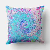 Groovy抽象芸術レトロロビンズエッグブルースワール クッション (裏面)