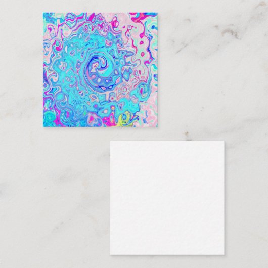 Groovy抽象芸術レトロロビンズエッグブルースワール スクエア名刺 (正面/裏面)