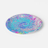 Groovy抽象芸術レトロロビンズエッグブルースワール ペーパープレート (アングル)