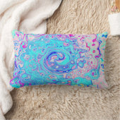 Groovy抽象芸術レトロロビンズエッグブルースワール ランバークッション (ブランケット)