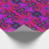 Groovy抽象芸術レトロ紫とオレンジスワール ラッピングペーパー (角)