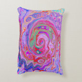 Groovy抽象芸術レトロ赤、紫、ピンクの渦巻き アクセントクッション (裏面(縦))