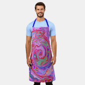 Groovy抽象芸術レトロ赤、紫、ピンクの渦巻き エプロン (着用した状態)