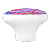 Groovy抽象芸術レトロ赤、紫、ピンクの渦巻き セラミックノブ (側面)