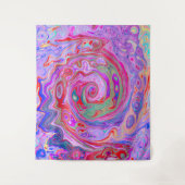 Groovy抽象芸術レトロ赤、紫、ピンクの渦巻き タペストリー (正面)