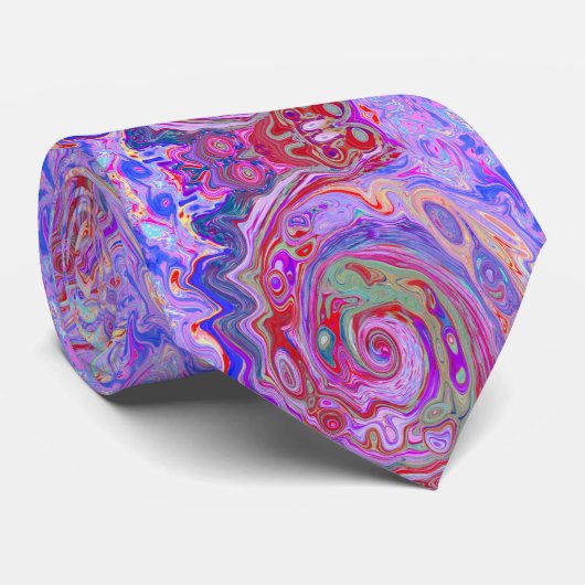 Groovy抽象芸術レトロ赤、紫、ピンクの渦巻き ネクタイ (ロール)