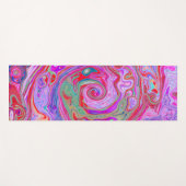 Groovy抽象芸術レトロ赤、紫、ピンクの渦巻き ヨガマット (正面(横))