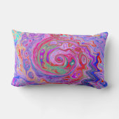 Groovy抽象芸術レトロ赤、紫、ピンクの渦巻き ランバークッション (裏面)