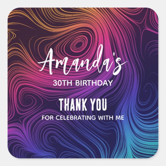 Groovy抽象芸術旋回と円クールパーティー スクエアシール (正面)