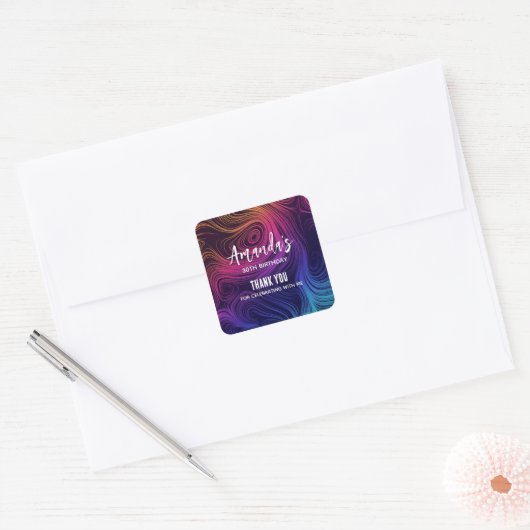 Groovy抽象芸術旋回と円クールパーティー スクエアシール (封筒)