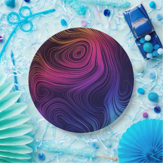 Groovy抽象芸術旋回と円クール ペーパープレート (パーティー)