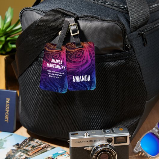 Groovy抽象芸術旋回と円クール ラゲッジタグ (正面&裏面)