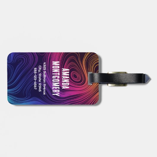 Groovy抽象芸術旋回と円クール ラゲッジタグ (裏面横)