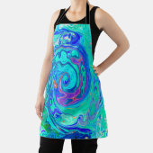 Groovy抽象芸術海ブルーとグリーン液体スワール エプロン (インサイチュ)