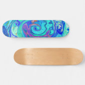Groovy抽象芸術海ブルーとグリーン液体スワール スケートボード (横)