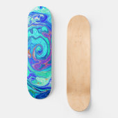 Groovy抽象芸術海ブルーとグリーン液体スワール スケートボード (正面)