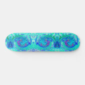 Groovy抽象芸術海ブルーとグリーン液体スワール スケートボード (横)