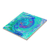 Groovy抽象芸術海ブルーとグリーン液体スワール タイル (側面)