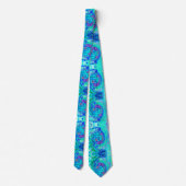 Groovy抽象芸術海ブルーとグリーン液体スワール ネクタイ (裏面)