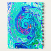 Groovy抽象芸術海ブルーとグリーン液体スワール プランナー手帳 (裏面)