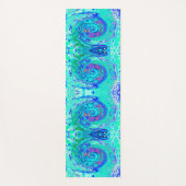 Groovy抽象芸術海ブルーとグリーン液体スワール ヨガマット (正面)