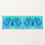 Groovy抽象芸術海ブルーとグリーン液体スワール ヨガマット (正面(横))