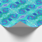 Groovy抽象芸術海ブルーとグリーン液体スワール ラッピングペーパー (角)