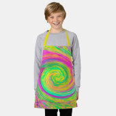 Groovy抽象芸術紫と黄色のレインボースワール エプロン (着用した状態)