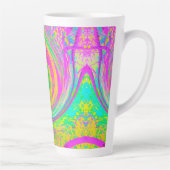 Groovy抽象芸術紫と黄色のレインボースワール カフェラテマグ (右)