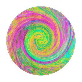 Groovy抽象芸術紫と黄色の液体スワール カッティングボード