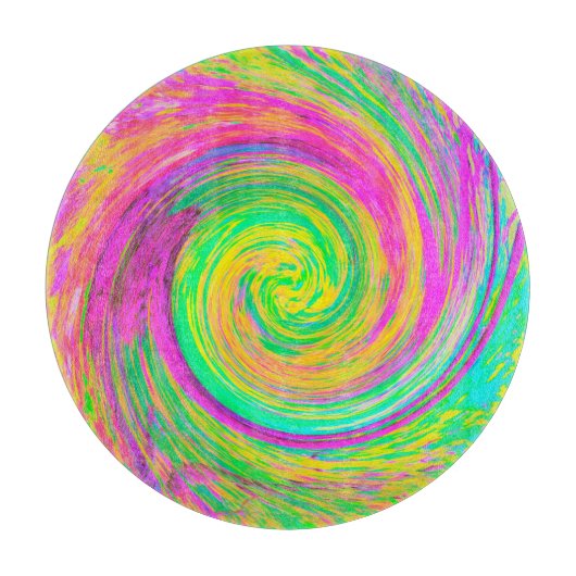 Groovy抽象芸術紫と黄色の液体スワール カッティングボード (正面)