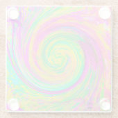 Groovy抽象芸術紫と黄色の液体スワール ガラスコースター (裏面)