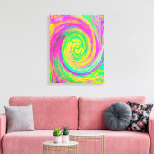 Groovy抽象芸術紫と黄色の液体スワール キャンバスプリント (インサイチュ (リビング))