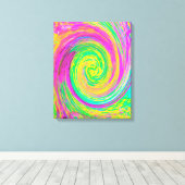 Groovy抽象芸術紫と黄色の液体スワール キャンバスプリント (インサイチュ (ウッドフロア))