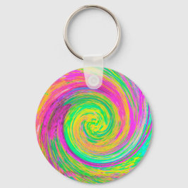 Groovy抽象芸術紫と黄色の液体スワール キーホルダー