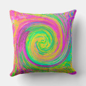 Groovy抽象芸術紫と黄色の液体スワール クッション (裏面)