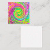 Groovy抽象芸術紫と黄色の液体スワール スクエア名刺 (正面/裏面)