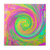 Groovy抽象芸術紫と黄色の液体スワール タイル (正面)