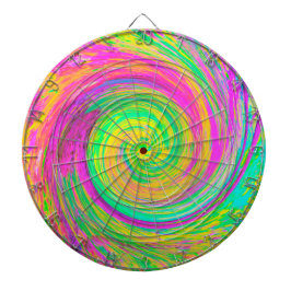 Groovy抽象芸術紫と黄色の液体スワール ダーツボード