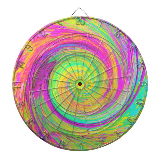 Groovy抽象芸術紫と黄色の液体スワール ダーツボード (正面)