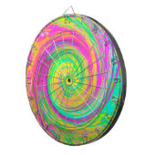 Groovy抽象芸術紫と黄色の液体スワール ダーツボード (正面右)