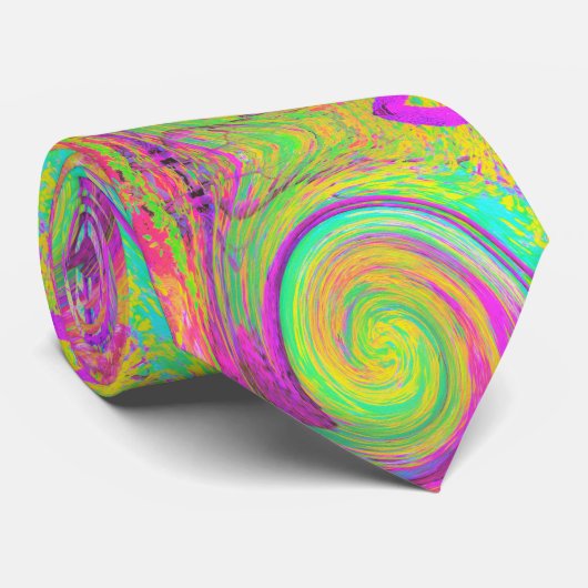 Groovy抽象芸術紫と黄色の液体スワール ネクタイ (ロール)