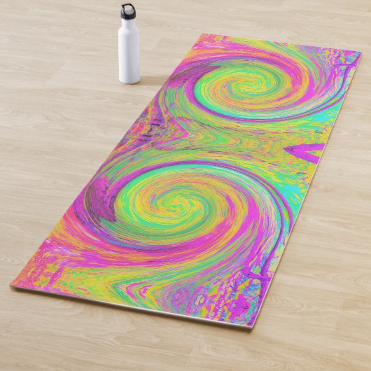 Groovy抽象芸術紫と黄色の液体スワール ヨガマット (インサイチュ)