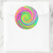 Groovy抽象芸術紫と黄色の液体スワール ラウンドシール (バッグ)