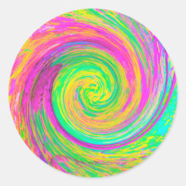 Groovy抽象芸術紫と黄色の液体スワール ラウンドシール