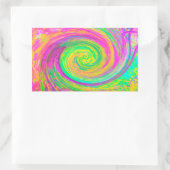 Groovy抽象芸術紫と黄色の液体スワール 長方形シール (バッグ)