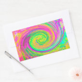 Groovy抽象芸術紫と黄色の液体スワール 長方形シール (封筒)