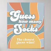 Groovy推測いくつの靴下レトロ赤ちゃんシャワーゲーム ポスター (正面)