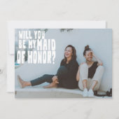 Groovy文字オーバーレイMaid Honor Photo Proposalカード 招待状 (正面)